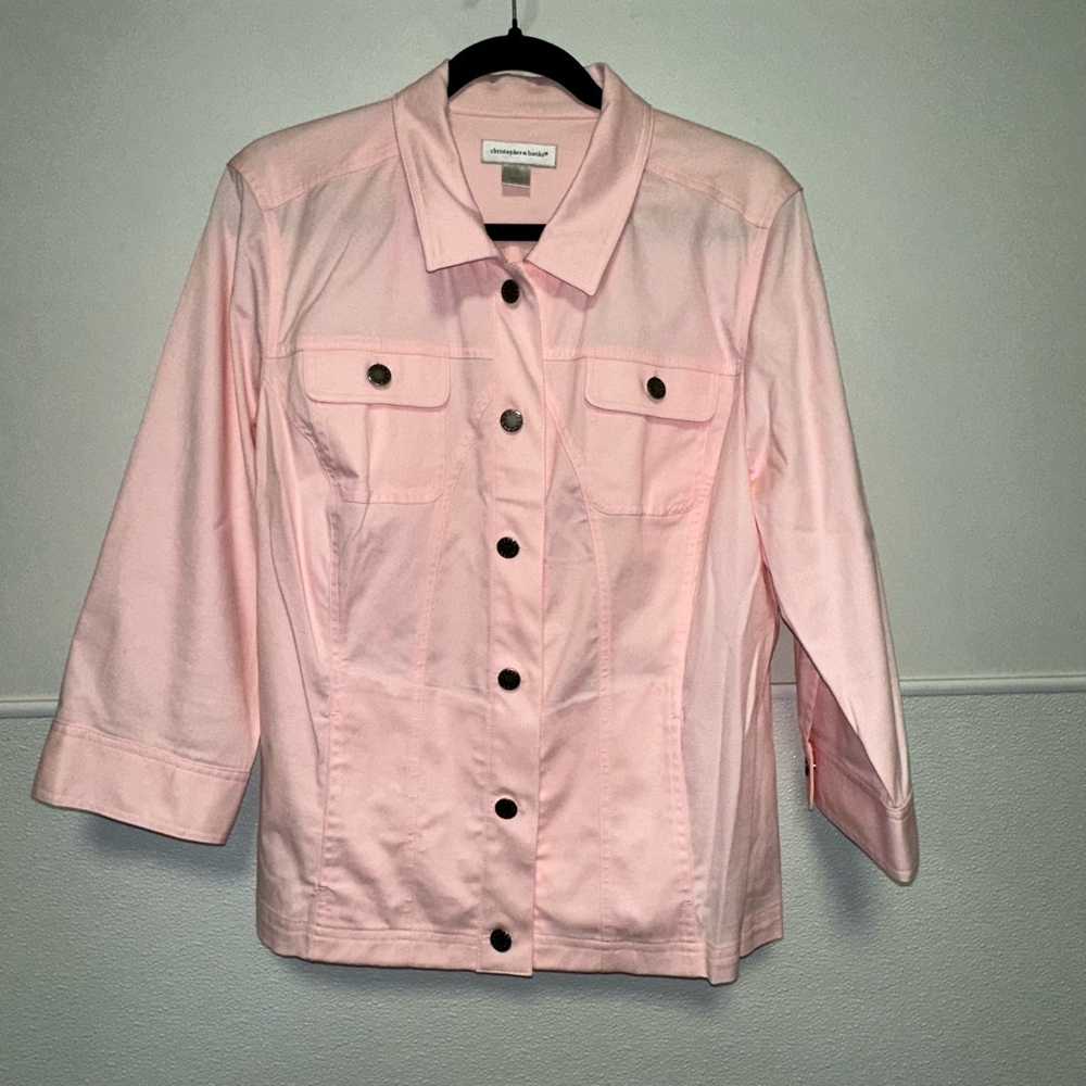 Women's Christopher & Banks Pink Button Down Jacket Size L